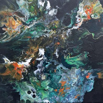 Painting "Cosmic Dance" by painter Tatiana Oskina acrylic canvas at Jose Art Gallery