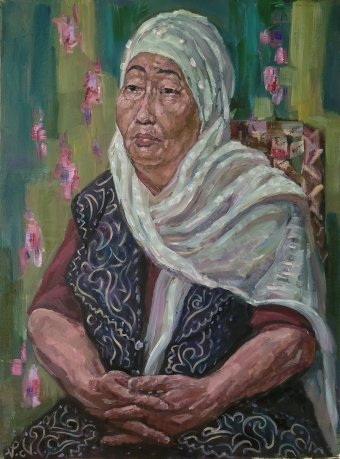 Painting "Portrait of an elderly Kazakh" by painter Victor Pesterev oil canvas at Jose Art Gallery