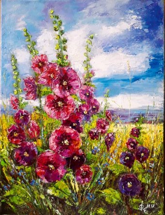 Pintura "Malva", pintor Nadiya Ulyanich óleo tela de pintura na Jose Art Gallery
