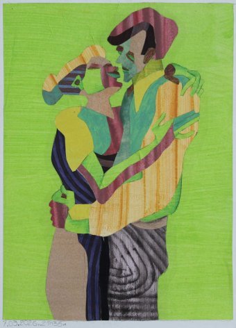 Painting "Couple #68" by painter Martin Singer acrylic paper at Jose Art Gallery