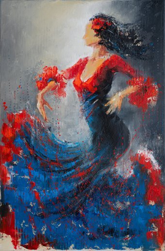 Painting "Breath After Fire" by painter Anna Ravliuc oil canvas at Jose Art Gallery