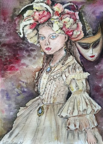 Peinture "Ombre", peintre Selena Sashina aquarelle papier à la Jose Art Gallery