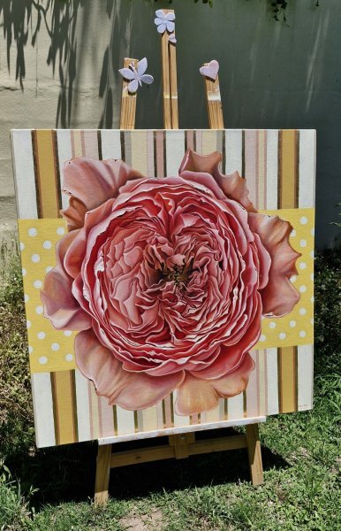 Additional view 6: Realism Flower Painting Rose and rhythm by painter Elena Nova oil canvas 