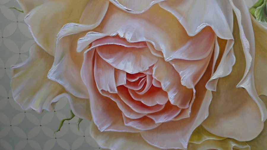 Additional view 1: Realism Flower Painting Roses and the geometry of spa by painter Elena Nova oil canvas 