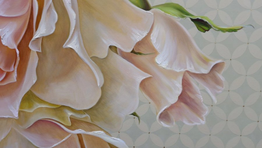 Additional view 3: Realism Flower Painting Roses and the geometry of spa by painter Elena Nova oil canvas 