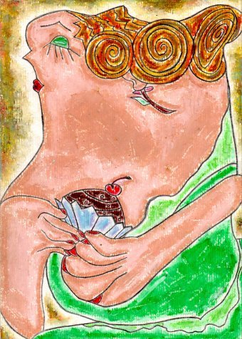 Pintura "Dondoca Com Brigadeiro", pintor JackMichel pastel papel en Jose Art Gallery