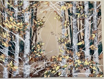 Peinture "Bouleaux", peintre Yuliya Dubovik technique mixte toile à la Jose Art Gallery