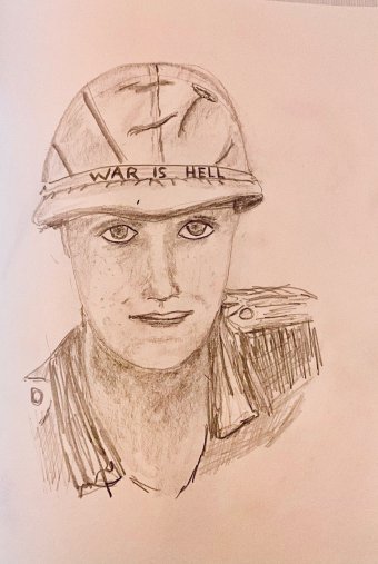 Drawing "War is hell" by illustrator Nomad pencil paper at Jose Art Gallery