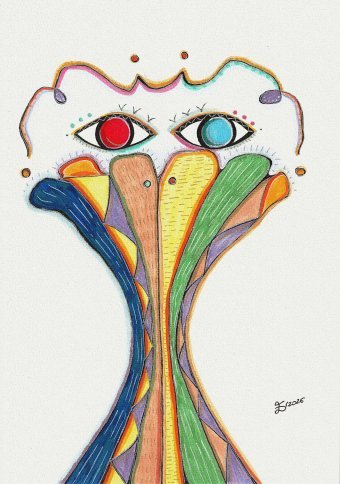 Drawing "Secrets of Spring" by illustrator Ewa Dura mixed method paper at Jose Art Gallery