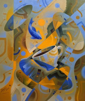 Painting "No milk, no sugar" by painter Serhii Voichenko oil canvas at Jose Art Gallery