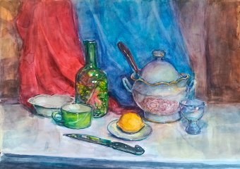 Живопись "Супница", живописец Владислав Коломоец акварель бумага в Jose Art Gallery