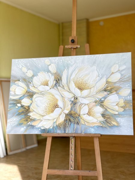 Additional view 6: Impressionism Flower Painting Bouquet of tenderness by painter Olena Shevchenko acrylic canvas 