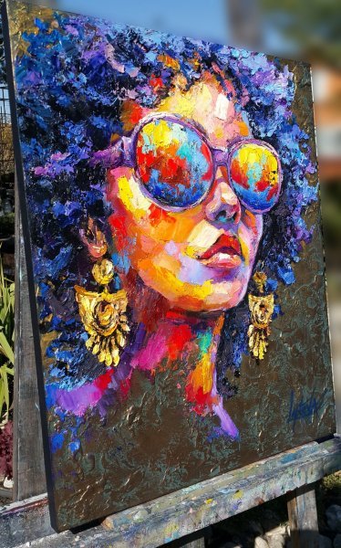 Additional view 7: Contemporary Art Portrait Painting Summer Drive by painter Viktoria Lapteva oil canvas 