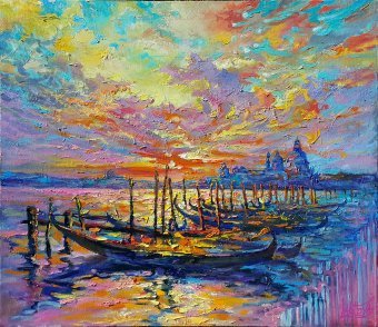 Painting "Venice Glow" by painter Viktoria Lapteva oil canvas at Jose Art Gallery