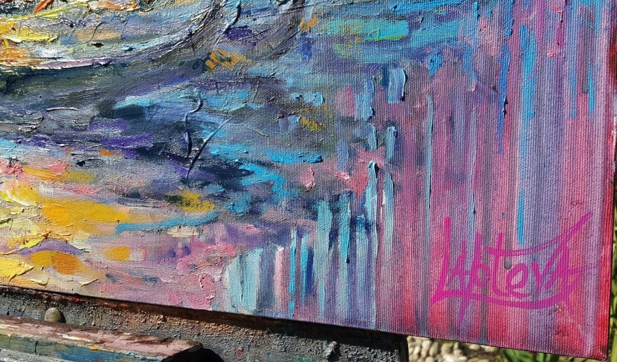 Additional view 5: Impressionism Landscape Painting Venice Glow by painter Viktoria Lapteva oil canvas 