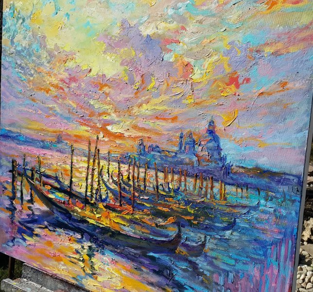 Additional view 7: Impressionism Landscape Painting Venice Glow by painter Viktoria Lapteva oil canvas 
