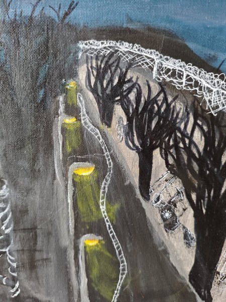 Додаткове зображення 3: Символізм Пейзаж Живопис "Життя за вікнами", живописець Lix акрил холст 