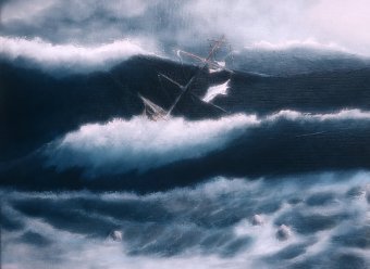 Painting "Storm and sailboat" by painter Eva Lazaryan oil canvas at Jose Art Gallery