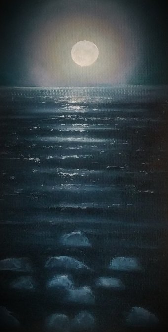 Painting "Full moon" by painter Eva Lazaryan oil wood at Jose Art Gallery