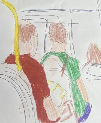 Painting "Ônibus" by painter Irfan Ajvazi intaglio / etching plaster at Jose Art Gallery