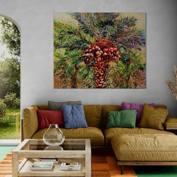 Additional view 1: Symbolism Still-Life Painting Golden Palm of Life by painter Olena Rudnieva oil canvas 