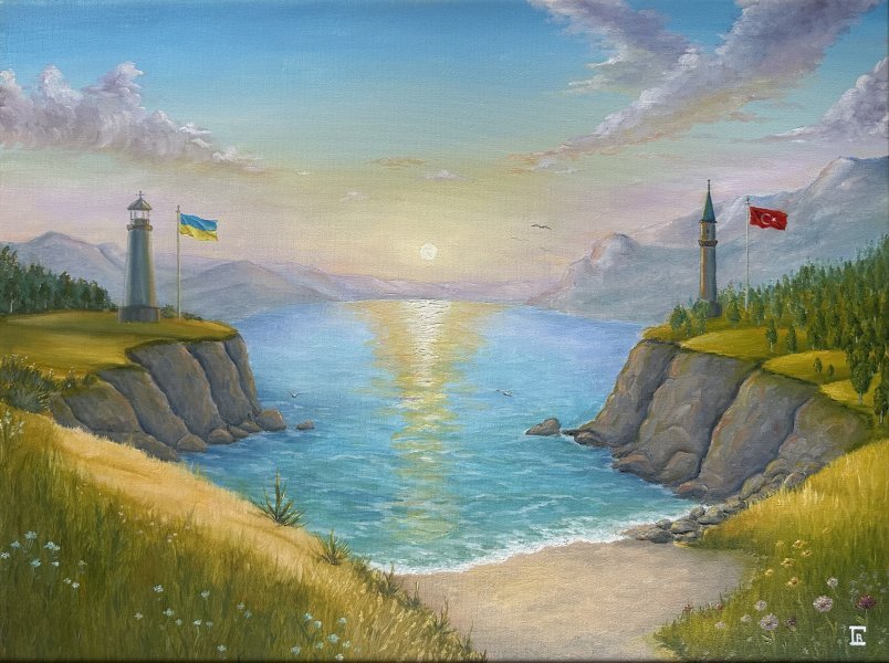 Peace Under One Sky: Turkey and Ukraine Painting by Vitaliy Gerasimec