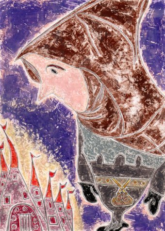 Pintura "Suzerano mirando la Edad Media", pintor JackMichel pastel papel en Jose Art Gallery