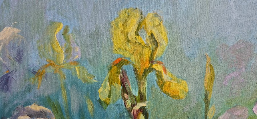 Additional view 4: Impressionism Flower Painting Iris Rainbow: A Burst of Spring Colors by painter Oksana Potomkina oil canvas 