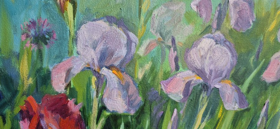Additional view 5: Impressionism Flower Painting Iris Rainbow: A Burst of Spring Colors by painter Oksana Potomkina oil canvas 