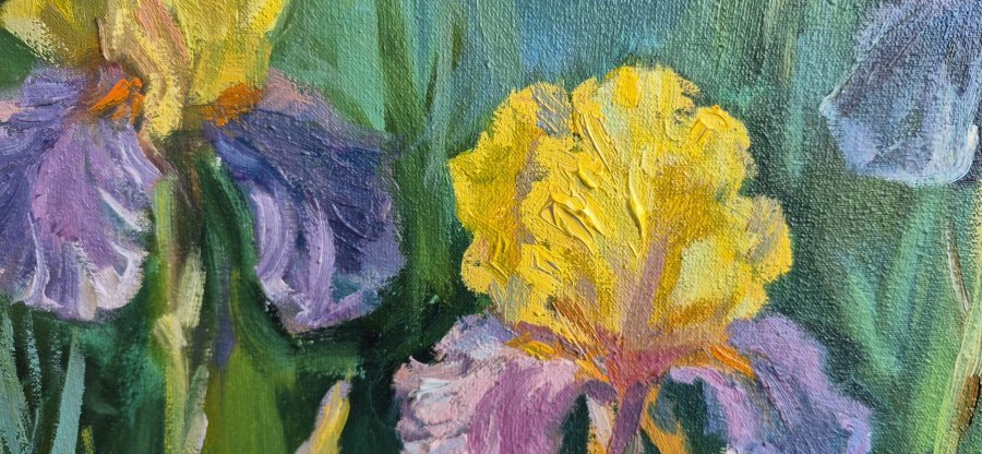 Additional view 6: Impressionism Flower Painting Iris Rainbow: A Burst of Spring Colors by painter Oksana Potomkina oil canvas 