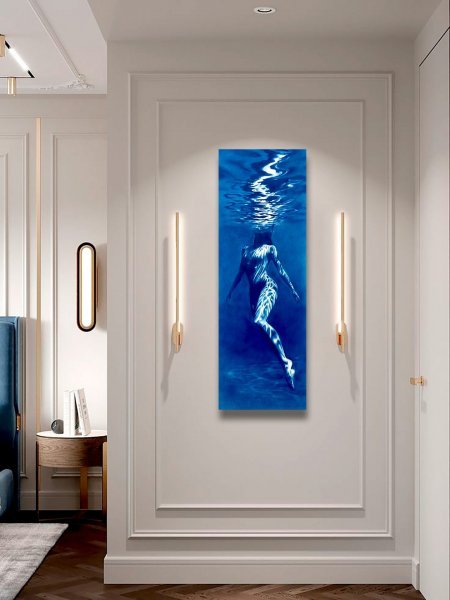 Additional view 1: Figurative Marine Art Painting Naiad Water Nymph: Fluid Blue Serenity by painter Julia Shilo oil canvas 