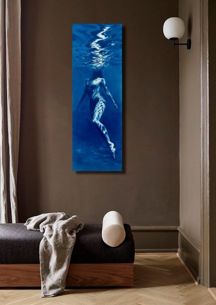 Additional view 2: Figurative Marine Art Painting Naiad Water Nymph: Fluid Blue Serenity by painter Julia Shilo oil canvas 