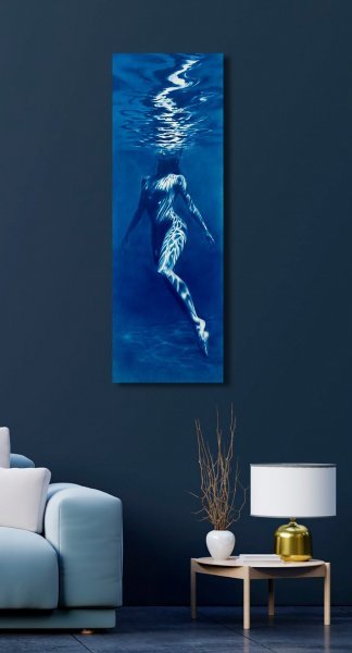 Additional view 4: Figurative Marine Art Painting Naiad Water Nymph: Fluid Blue Serenity by painter Julia Shilo oil canvas 