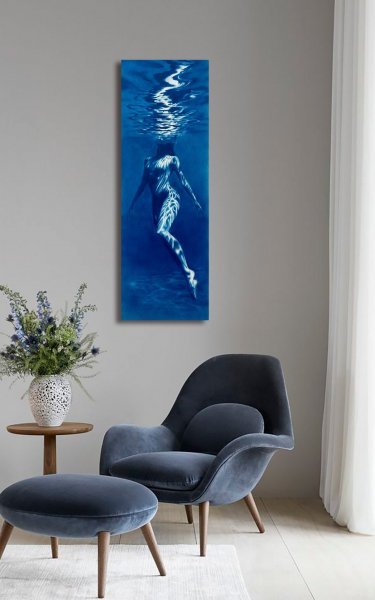 Additional view 5: Figurative Marine Art Painting Naiad Water Nymph: Fluid Blue Serenity by painter Julia Shilo oil canvas 