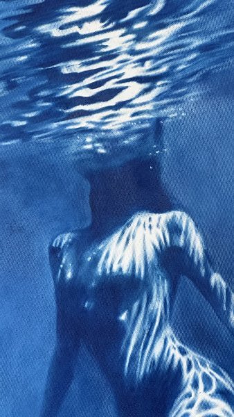 Additional view 10: Figurative Marine Art Painting Naiad Water Nymph: Fluid Blue Serenity by painter Julia Shilo oil canvas 