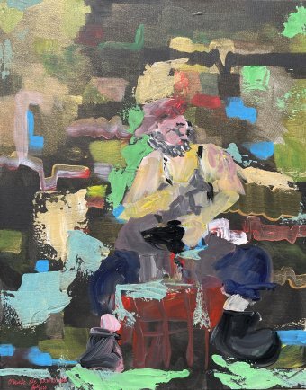 Painting "Traces of Making" by painter Ovwede Efe Art acrylic canvas at Jose Art Gallery