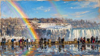 Photography "Rainbow over Niagara Falls" by photographer Orlando Sanchez Cabrera at Jose Art Gallery