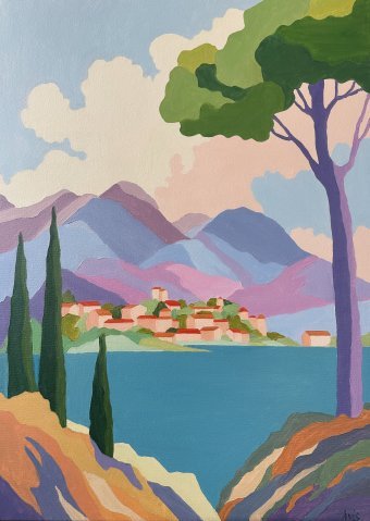 Paysage marin rose et violet
