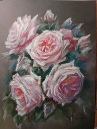 Drawing "My Pastels. Roses." by illustrator Natali Diduh pastel paper at Jose Art Gallery