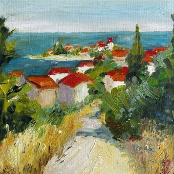 Sentier ensoleillé vers la mer