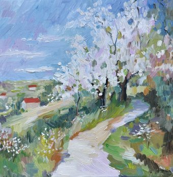 Paysage printanier avec maison