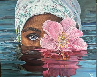 Painting "On the surface of the water" by painter Teya acrylic canvas at Jose Art Gallery