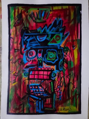 Painting "Legendary King. Abstract Spirit Unveiled" by painter Bethsaleel N'goran acrylic paper at Jose Art Gallery