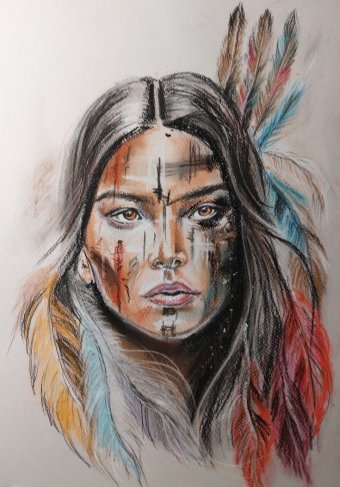 Drawing "My Pastels. Spirit of Freedom Series" by illustrator Natali Diduh pastel paper at Jose Art Gallery
