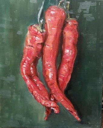 Painting "Peppers" by painter Natali Diduh oil canvas at Jose Art Gallery