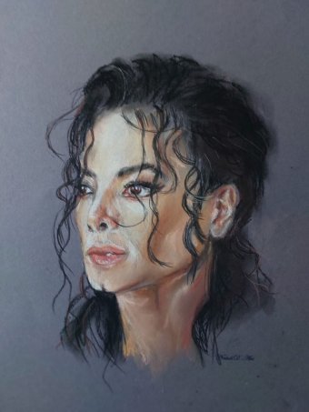 Drawing "My Pastels Michael Jackson" by illustrator Natali Diduh pastel paper at Jose Art Gallery