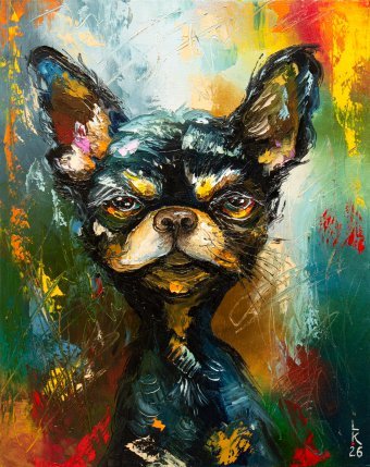 Painting "Little Boss" by painter Liubov Kuptsova oil canvas at Jose Art Gallery