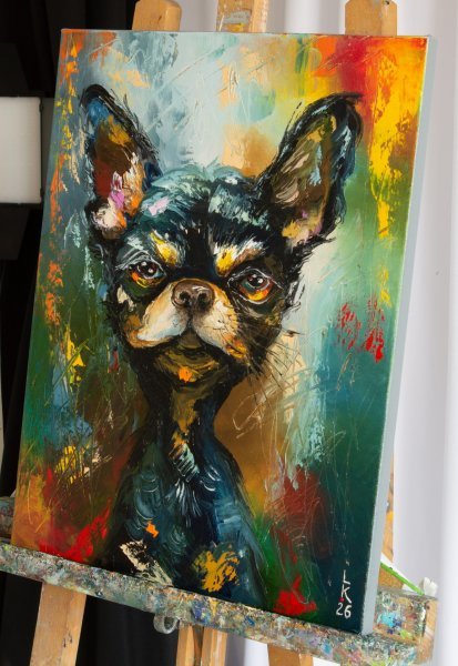 Additional view 3: Impressionism Animal Painting Little Boss by painter Liubov Kuptsova oil canvas 