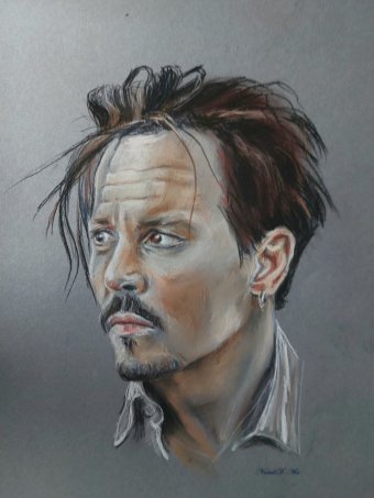 Drawing "My Johnny Depp Pastels" by illustrator Natali Diduh pastel paper at Jose Art Gallery