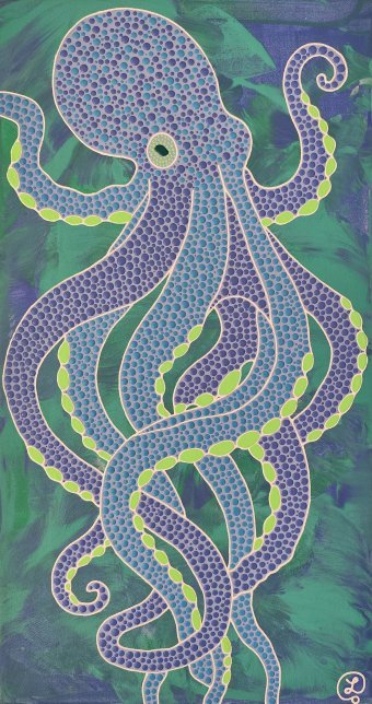 Painting "Octopus" by painter Oxana Lazari acrylic canvas at Jose Art Gallery